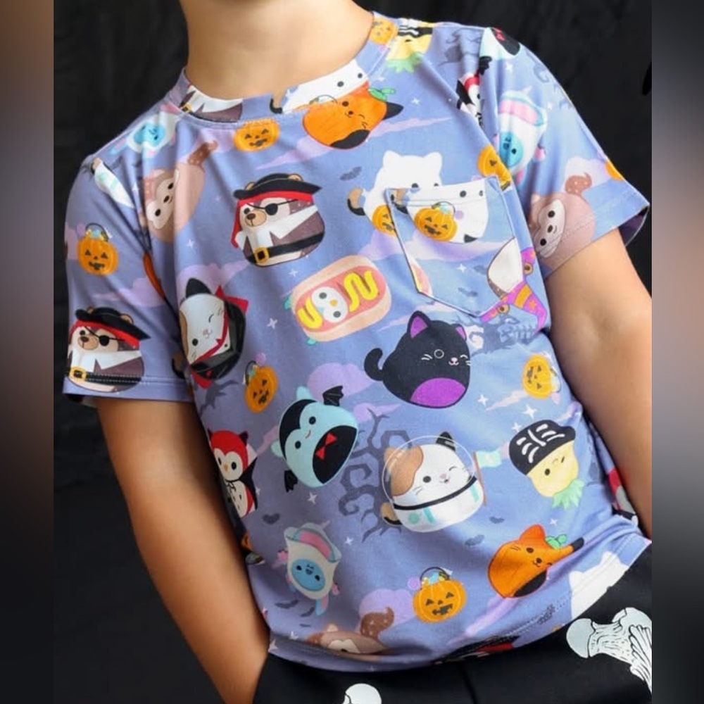 NEW Posh Peanut Squishmallow Halloween Pocket Tee Unisex Boys Girls 3-4Y Bamboo